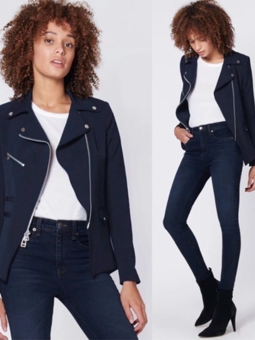 Veronica Beard blue/Black Scuba Hadley Jacket 
Size 0